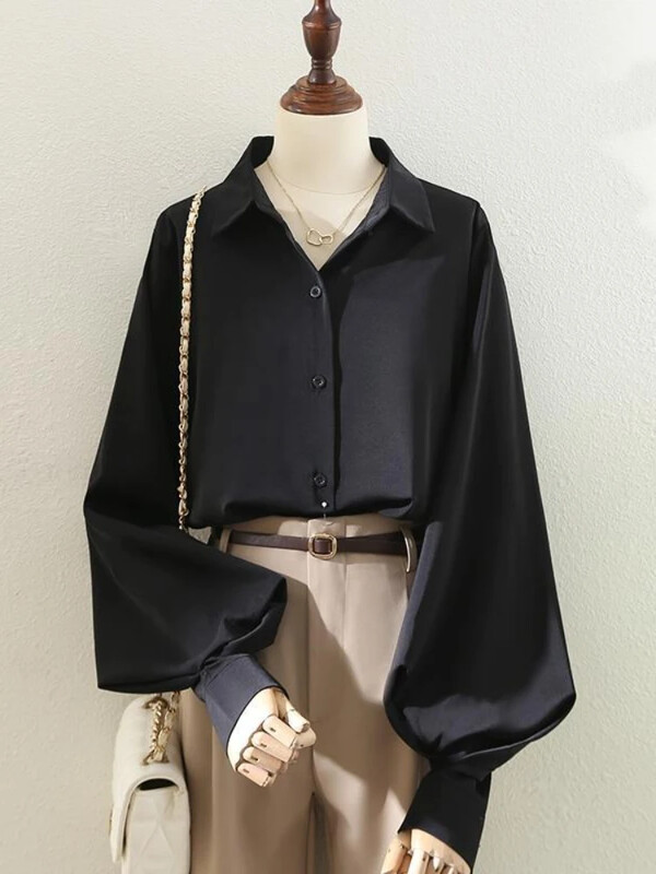 Košulje Žene Jednobojne Jednostavne Uredske dame Sveobuhvatne Dnevni temperament OL Kreativnost Posebne majice Korejski stil Moderne ležerne klasike