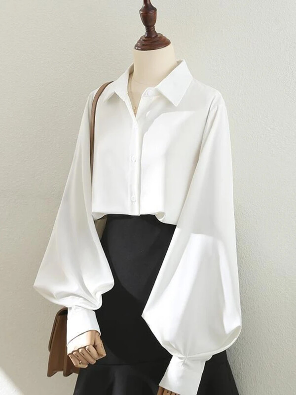 Košulje Žene Jednobojne Jednostavne Uredske dame Sveobuhvatne Dnevni temperament OL Kreativnost Posebne majice Korejski stil Moderne ležerne klasike