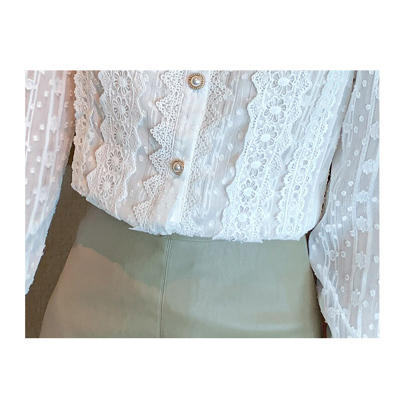 Rudens sieviešu balts mežģīņu blūzes krekls sieviešu topi ar garām piedurknēm blūze sievietēm Blusas Mujer De Moda 2024 Blūzes Sieviešu krekli E382