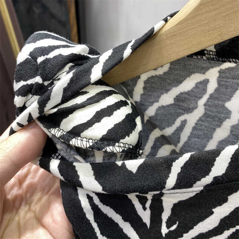 Design Sense Niche Sebra Print pikkade varrukatega naiste T-särk fliisi ja vananemist vähendava soolapõhjaga western stiilis