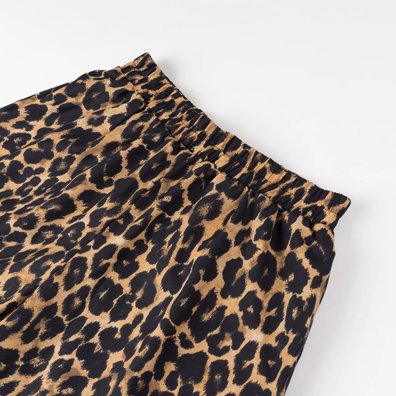 TRAF 2024 suvine uus naistemood, mitmekülgsed loomatrükiga elastsed vöökoha alaosa laiad püksid