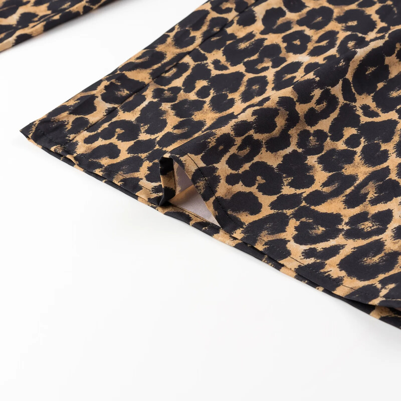 TRAF 2024 suvine uus naistemood, mitmekülgsed loomatrükiga elastsed vöökoha alaosa laiad püksid