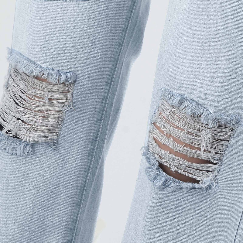 Ženske modne ravne traperice, ležerne ravne hlače visokog struka, poderane uske hlače za žene, modni trend 2024.