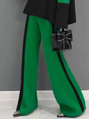 Beautyblue Зелени дамски панталони Есенни панталони с висока талия Ежедневни широки контрастни цветове Модни дамски прави панталони Спортни панталони