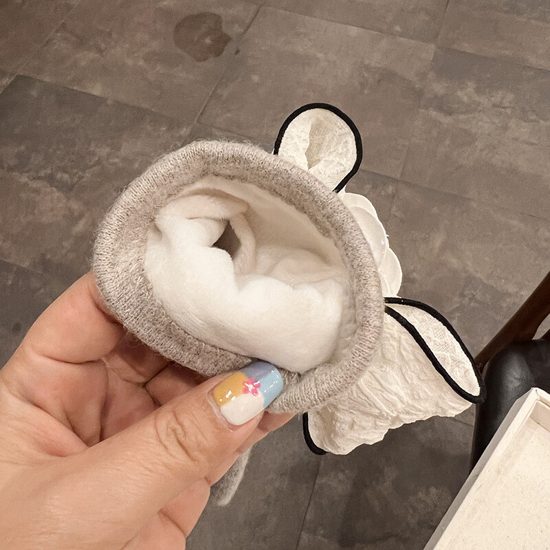 Talvised kašmiirkindad Naiste luksusbrändi disainer, suur lilleline villane labakindad naiste puutetundliku ekraaniga jalgrataste soojad kindad