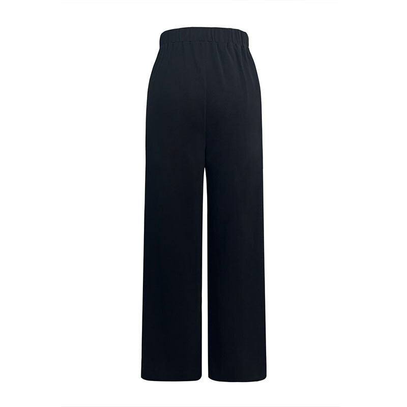 Uus elegantne ühevärviline nööbiga kootud elastsed laiad püksid Mood mitmekülgsed naiste püksid sirge säärega naiste püksid