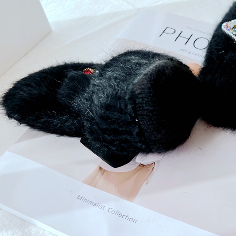 Zimske rukavice za žene Brand Flowe Rukavice s punim prstima od zečje dlake Dvoslojne mekane tople pletene rukavice Zimske rukavice guantes