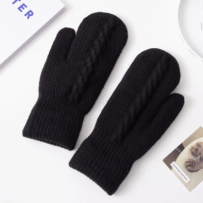 Ziemas sieviešu adītie dūraiņi Mīksti termiski roku sildītāji Mājīgi ar flīsu oderēti silti cimdi Aukstā laika adīti cimdi āra valkāšanai