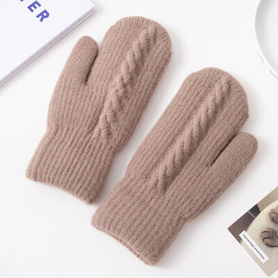 Ziemas sieviešu adītie dūraiņi Mīksti termiski roku sildītāji Mājīgi ar flīsu oderēti silti cimdi Aukstā laika adīti cimdi āra valkāšanai