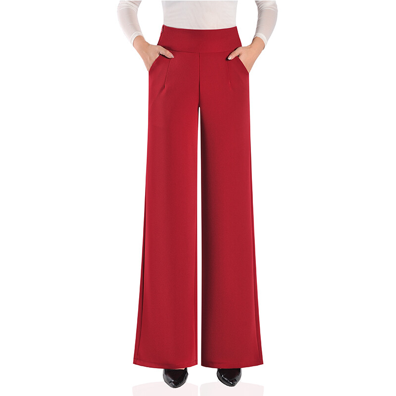 Uued naiste suvine õhuke stiil salendavad kõrge vöökohaga lahtised tantsupüksid Mom vabad keskealised vabaaja laia säärega püksid