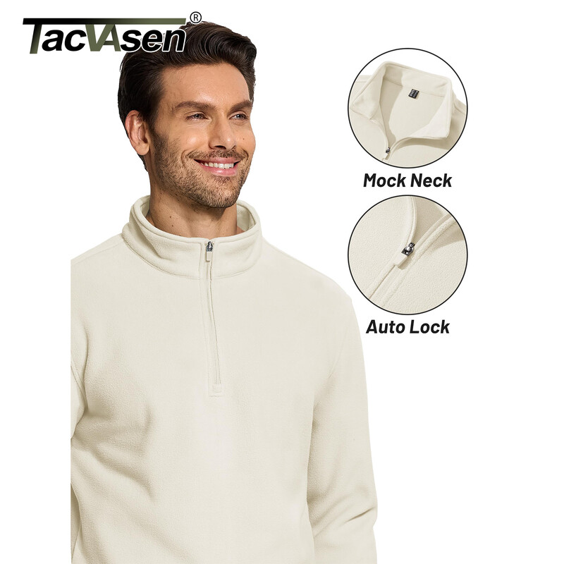 TACVASEN Pulover cu fermoar sfert Topuri pentru bărbați cu gât țesut din fleece Pulover ocazional calduros Atletism Alergare Sport Hanorac Cămăși