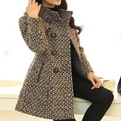 Jesen Zima Ženski Elegantni kardigan od tvida Vintage Vunena jakna od tvida Dugi rukavi Debeli ženski kaput Kaput od mješavine vune