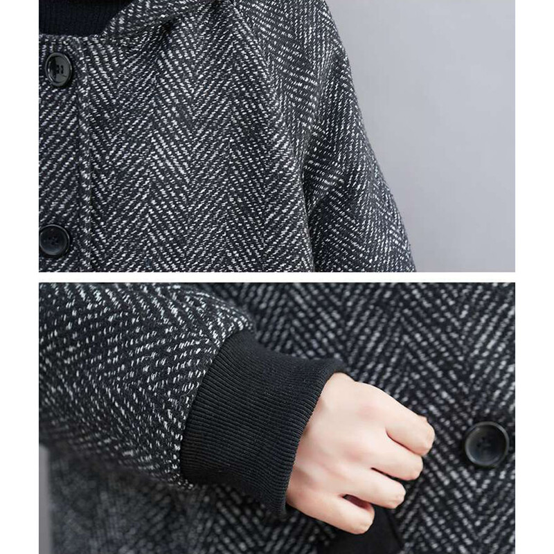 6XL 7XL Liela izmēra sieviešu vējjaka rudens ziemas biezi plīša silti mēteļi korejiešu vaļīgi kapucē gara vilnas virsjaka sieviešu jaka