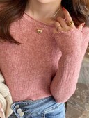 Ženski puloveri Džemperi Pleteni mekani džemperi Jesensko zimske majice s naborima O-izrez Rebrasti korejski tanki ženski pulover dugih rukava