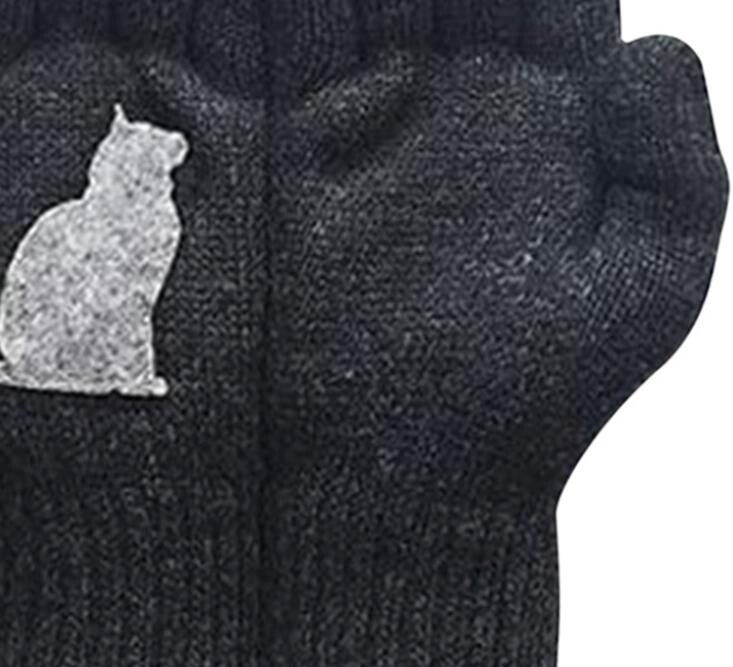 1 pāris ziemas cimdi vīriešiem sievietēm tīņiem jauki apdrukāti termiski trikotāžas cimdi vēja necaurlaidīgi ziemas silti dūraiņi mīksts cimds