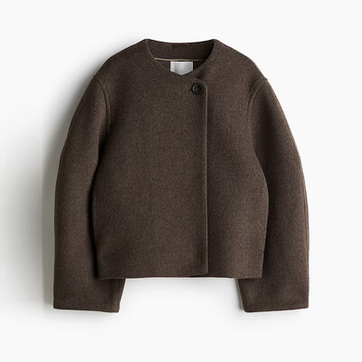 Ikdienas sieviešu īsie mēteļi ar vienu pogu Eleganti vienkrāsaini O veida kakla jakas ar garām piedurknēm Sieviešu Rudens, silti, brīvi ārdrēbju topi