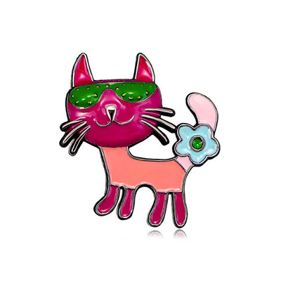 Dropping Oil Прекрасна брошка във формата на котка Винтидж стил Брошка от сплав на животинска тема за жени Момичета Ежедневно облекло