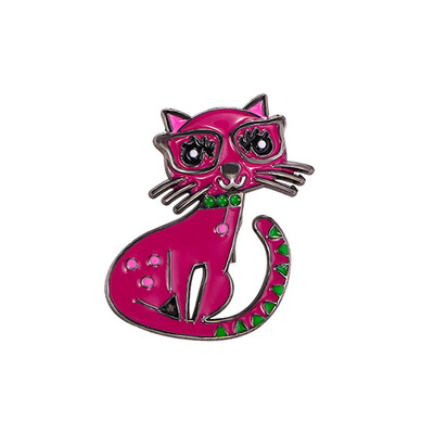 Dropping Oil Прекрасна брошка във формата на котка Винтидж стил Брошка от сплав на животинска тема за жени Момичета Ежедневно облекло