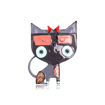 Dropping Oil Прекрасна брошка във формата на котка Винтидж стил Брошка от сплав на животинска тема за жени Момичета Ежедневно облекло