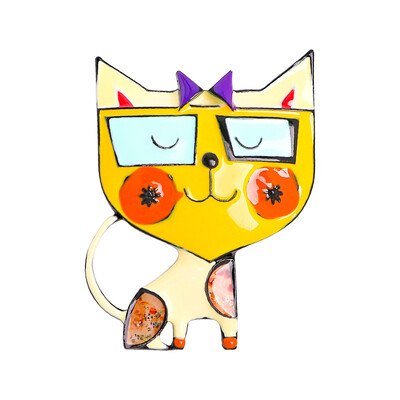 Dropping Oil Прекрасна брошка във формата на котка Винтидж стил Брошка от сплав на животинска тема за жени Момичета Ежедневно облекло