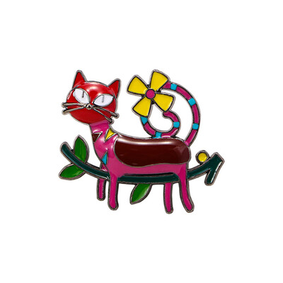 Dropping Oil Прекрасна брошка във формата на котка Винтидж стил Брошка от сплав на животинска тема за жени Момичета Ежедневно облекло