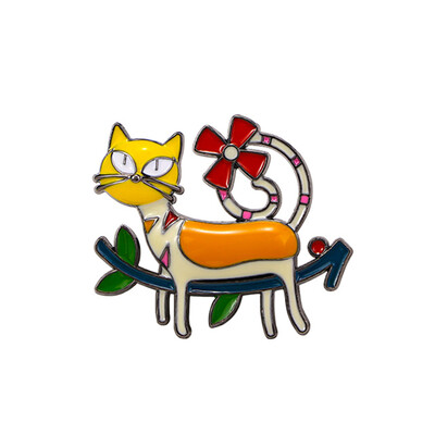 Dropping Oil Прекрасна брошка във формата на котка Винтидж стил Брошка от сплав на животинска тема за жени Момичета Ежедневно облекло