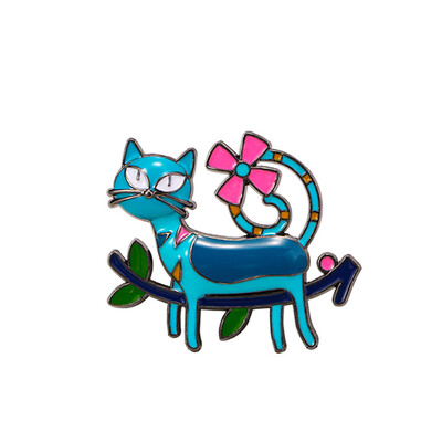 Dropping Oil Прекрасна брошка във формата на котка Винтидж стил Брошка от сплав на животинска тема за жени Момичета Ежедневно облекло