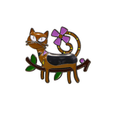 Dropping Oil Прекрасна брошка във формата на котка Винтидж стил Брошка от сплав на животинска тема за жени Момичета Ежедневно облекло