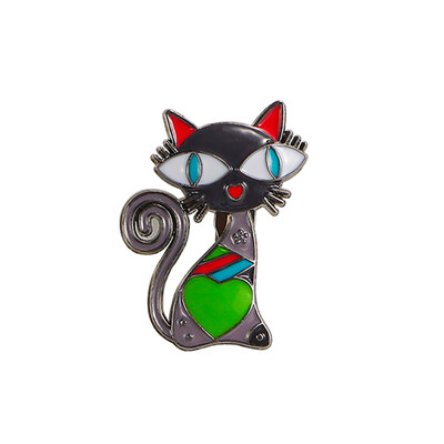 Dropping Oil Прекрасна брошка във формата на котка Винтидж стил Брошка от сплав на животинска тема за жени Момичета Ежедневно облекло