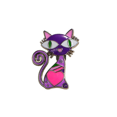 Dropping Oil Прекрасна брошка във формата на котка Винтидж стил Брошка от сплав на животинска тема за жени Момичета Ежедневно облекло