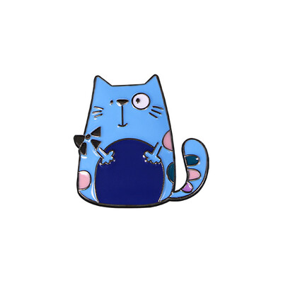 Dropping Oil Прекрасна брошка във формата на котка Винтидж стил Брошка от сплав на животинска тема за жени Момичета Ежедневно облекло