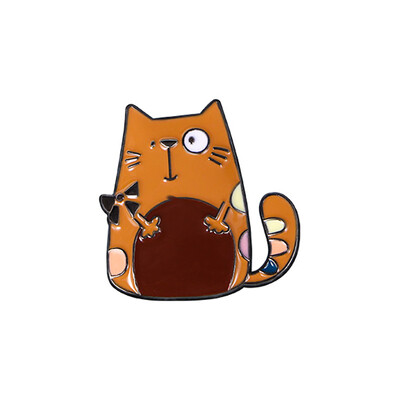 Dropping Oil Прекрасна брошка във формата на котка Винтидж стил Брошка от сплав на животинска тема за жени Момичета Ежедневно облекло