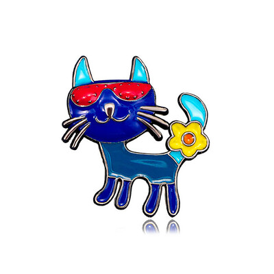 Dropping Oil Прекрасна брошка във формата на котка Винтидж стил Брошка от сплав на животинска тема за жени Момичета Ежедневно облекло