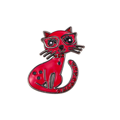 Dropping Oil Прекрасна брошка във формата на котка Винтидж стил Брошка от сплав на животинска тема за жени Момичета Ежедневно облекло