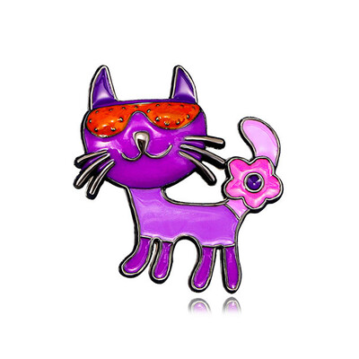 Dropping Oil Прекрасна брошка във формата на котка Винтидж стил Брошка от сплав на животинска тема за жени Момичета Ежедневно облекло