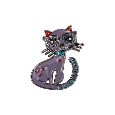 Dropping Oil Прекрасна брошка във формата на котка Винтидж стил Брошка от сплав на животинска тема за жени Момичета Ежедневно облекло