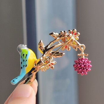 Lucky Flower Bird Καρφίτσες για Γυναικείες Σμάλτο 2χρωμο Beauty Bird In Flower Branch Καρφίτσες καρφίτσας κονκάρδας Κομψά κοσμήματα για πάρτι