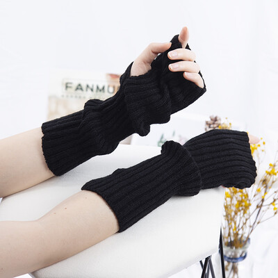 Sievietēm bez pirkstiem Anime Cimdi Roku sildītāji Goth Trikotāžas Kawaii Lolita Cimdi Rokas Piedurknes Harajuku Cimdi Y2k White Aksesuāri