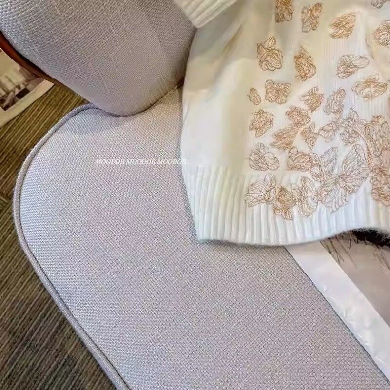 Дамска корейска модна ретро шикозна плетена тениска с бродерия на пеперуди Лятна бяла тениска с кръгло деколте и къс ръкав, тънък пуловер