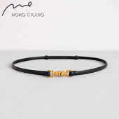 Modni tanki remen s kopčom u obliku metka, ženski uski kožni remen za haljinu, podesiv s retro zlatnom kopčom za traperice