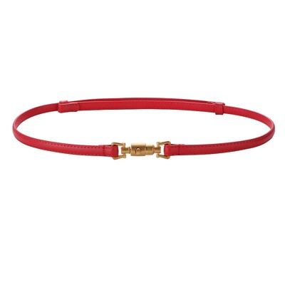 Modni tanki remen s kopčom u obliku metka, ženski uski kožni remen za haljinu, podesiv s retro zlatnom kopčom za traperice