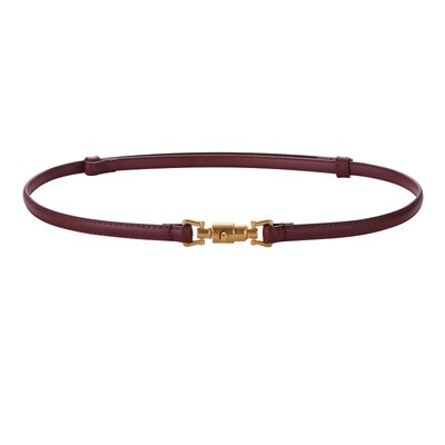 Modni tanki remen s kopčom u obliku metka, ženski uski kožni remen za haljinu, podesiv s retro zlatnom kopčom za traperice