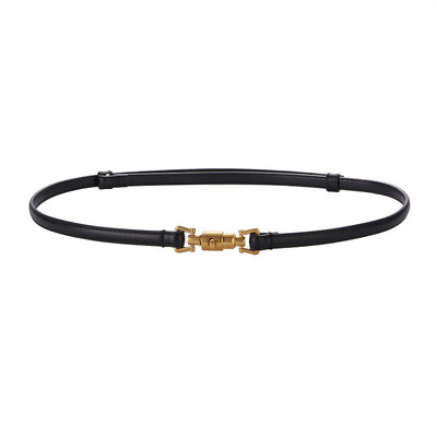 Modni tanki remen s kopčom u obliku metka, ženski uski kožni remen za haljinu, podesiv s retro zlatnom kopčom za traperice