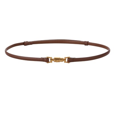 Modni tanki remen s kopčom u obliku metka, ženski uski kožni remen za haljinu, podesiv s retro zlatnom kopčom za traperice