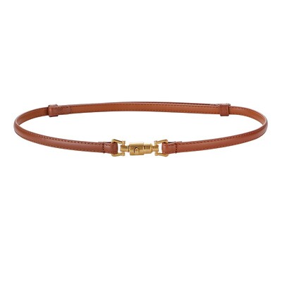 Modni tanki remen s kopčom u obliku metka, ženski uski kožni remen za haljinu, podesiv s retro zlatnom kopčom za traperice