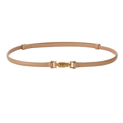 Modni tanki remen s kopčom u obliku metka, ženski uski kožni remen za haljinu, podesiv s retro zlatnom kopčom za traperice