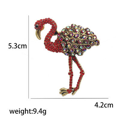 Rhinestone Flamingo saktas sievietēm Emalja Dzīvnieku putnu piespraudes banketu ballītei mugursoma Dāvanas rotaslietas aksesuāri