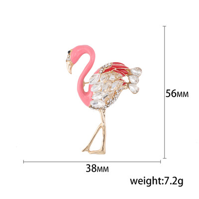 Rhinestone Flamingo saktas sievietēm Emalja Dzīvnieku putnu piespraudes banketu ballītei mugursoma Dāvanas rotaslietas aksesuāri