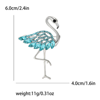 Rhinestone Flamingo saktas sievietēm Emalja Dzīvnieku putnu piespraudes banketu ballītei mugursoma Dāvanas rotaslietas aksesuāri