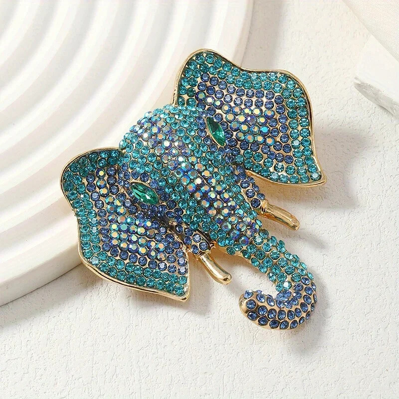 Vintage Sievietēm Vīriešu Modes Pils dizains Zilonis Rhinestone Piespraudes Piespraudes Retro vidējais Unisex uzvalks Kleita Nozīmītes Sprādze Rotaslietas